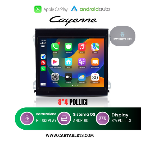 CTB-KM804F | PORSCHE CAYENNE 2011-2017 MONITOR 8.4 POLLICI | APPLE CARPLAY ANDROID AUTO | GPS NAVIGATORE WIFI 4G | CAR TABLET