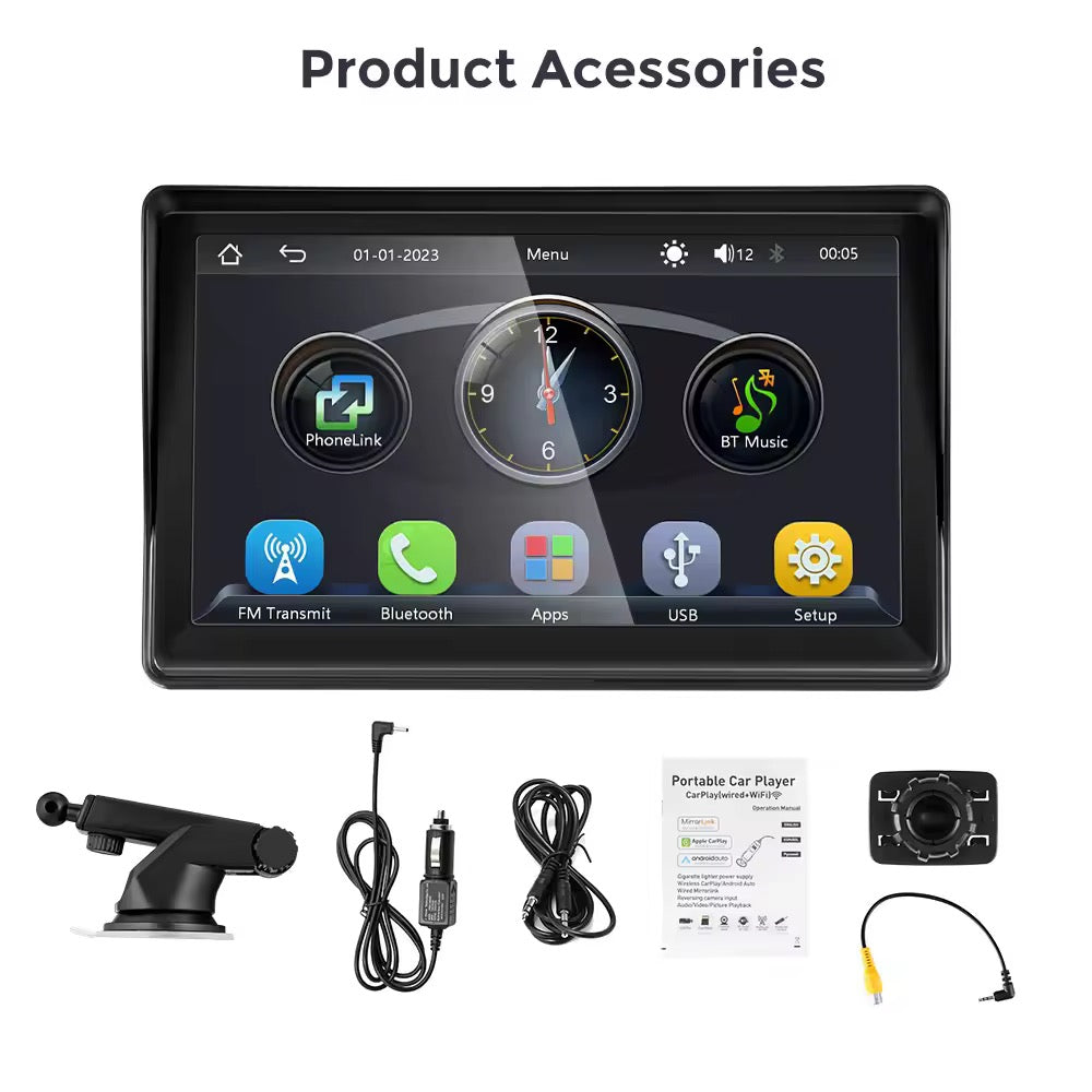 CTB-GRL864 | MONITOR 7 POLLICI PORTATILE | APPLE CARPLAY-ANDROID AUTO | TOUCH SCREEN |