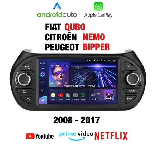 CTB-MF548Y | FIAT QUBO PEUGEOT BIPPER CITROEN NEMO 2008-2017 | CARTABLET 7 POLLICI ANDROID APPLE CARPLAY | NAVIGATORE USB WIFI 4G