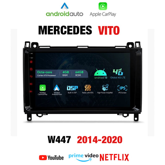 CTB-X800GB | MERCEDES VITO W447 - SPRINTER - VW CRAFTER | CARTABLET 9 POLLICI ANDROID AUTO APPLE CARPLAY | WIFI 4G NAVIGATORE BLUETOOTH GPS