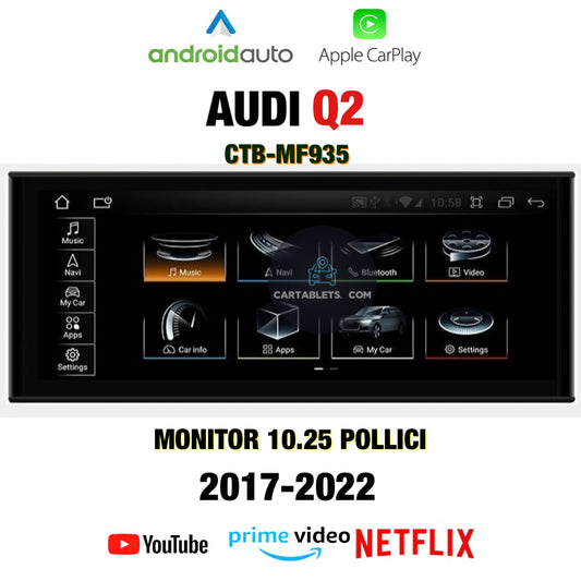 CTB-MF935 | AUDI Q2 2017-2022 | CAR TABLET MONITOR 10.25 POLLICI | AUTORADIO STEREO APPLE CARPLAY ANDROID AUTO | GPS WIFI BLUETOOTH 4G