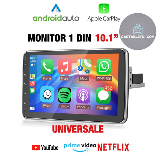 CTB-GB782K | MONITOR 10.1 POLLICI ESTRAIBILE | AUTORADIO UNIVERSALE APPLE CARPLAY-ANDROID AUTO | TOUCH SCREEN | GPS USB DVR DAB+ |