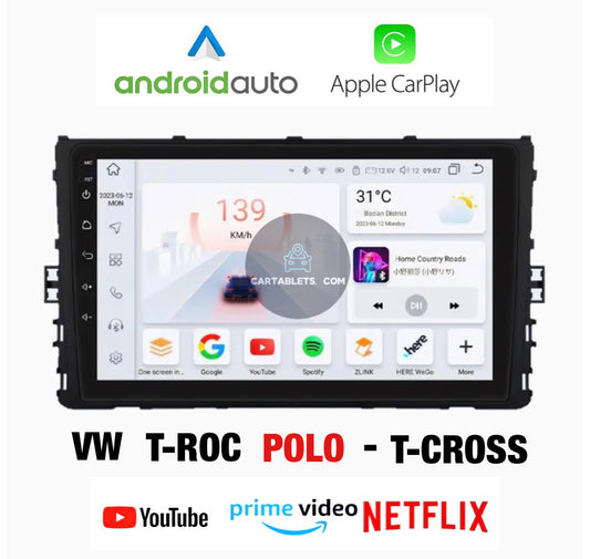 CTB-GE871U | VOLSWAGEN POLO AW1 - TROC - TCROSS | APPLE CARPLAY ANDROID AUTO | GPS USB DVR BLUETOOTH 4G