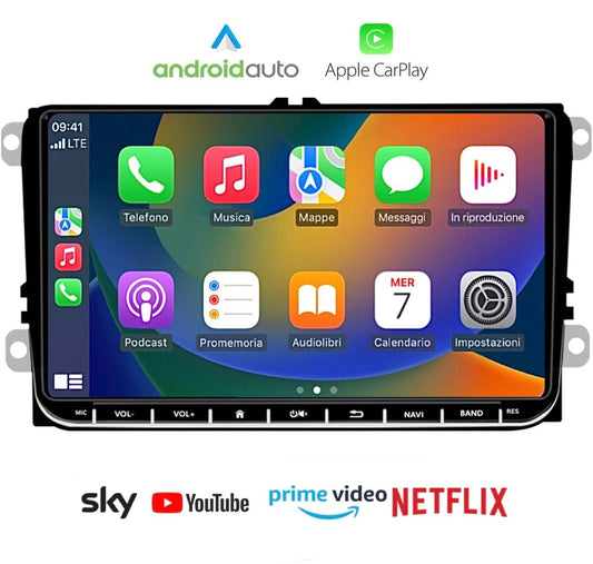 CTB-WD847F | VOLKSWAGEN SKODA SEAT 9 POLLICI | APPLE CARPLAY ANDROID AUTO | GPS BLUETOOTH USB DSP DAB+