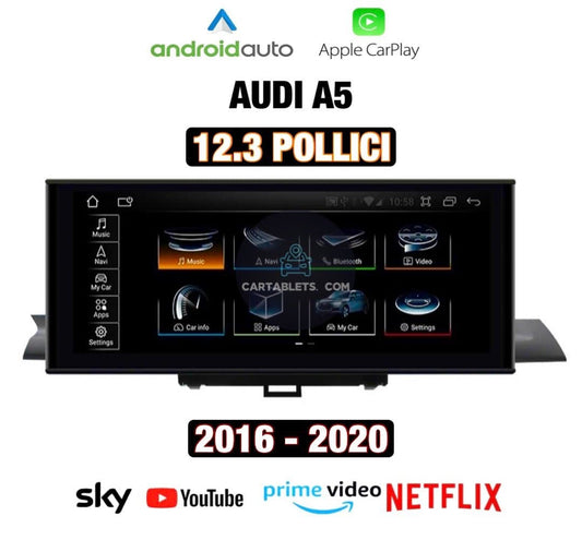 CTB-CRT55B | DISPLAY 12.3 AUDI A5 F5 | APPLE CARPLAY ANDROID AUTO | GPS WIFI 4G USB | MMI ANDROID