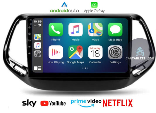 CTB-CMP1 | JEEP COMPASS 2015-2020 | APPLE CARPLAY ANDROID AUTO | NAVIGATORE RADIO TOUCH SCREEN UCONNECT BLUETOOTH WIFI 4G USB