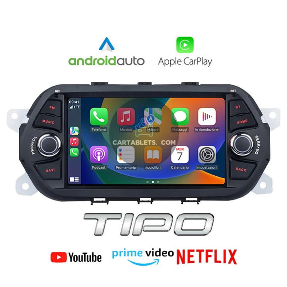 CTB-FW639K | FIAT TIPO 2014-2018 | CARTABLET 7 POLLICI ANDROID APPLE CARPLAY | NAVIGATORE USB WIFI 4G