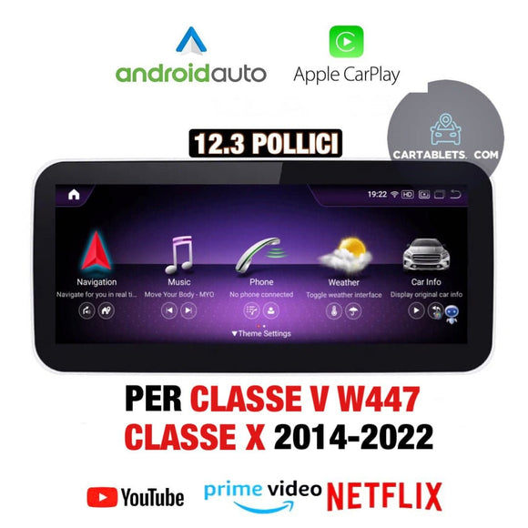 CTB-FC420P | MERCEDES CLASSE V W447 - CLASSE X W470 2014-2021 MONITOR 12.3 POLLICI TOUCH SCREEN | APPLE CARPLAY ANDROID AUTO | GPS NAVIGATORE WIFI 4G | CAR TABLET