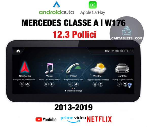 CTB-FC643P | MERCEDES CLASSE A W176 MONITOR 12.3 POLLICI | APPLE CARPLAY ANDROID AUTO | GPS NAVIGATORE WIFI 4G | CAR TABLET