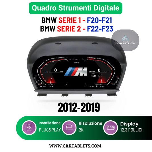 BMW SERIE 1 F20 - F21 | TACHIMETRO DIGITALE 12.3 POLLICI | LCD QUADRO STRUMENTI VIRTUALE | PANNELLO CRUSCOTTO SISTEMA LINUX