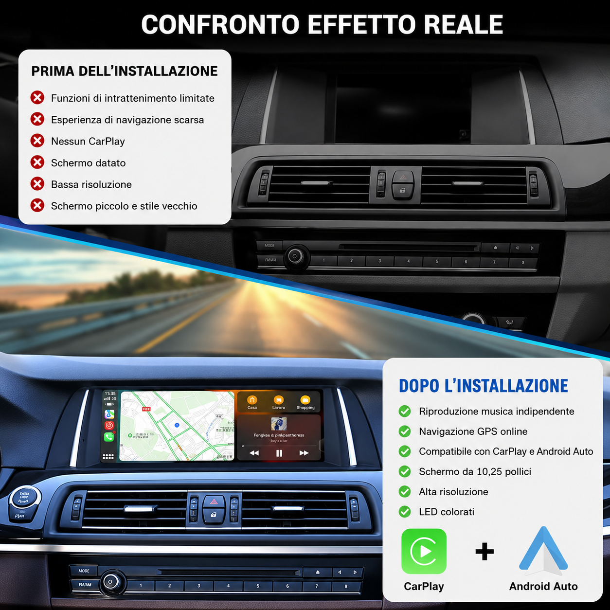 CTB-GV564B | BMW SERIE 5 F10 F11 NBT 10.25 POLLICI | APPLE CARPLAY ANDROID AUTO |SISTEMA LINUX | CAR TABLET - (Copia)