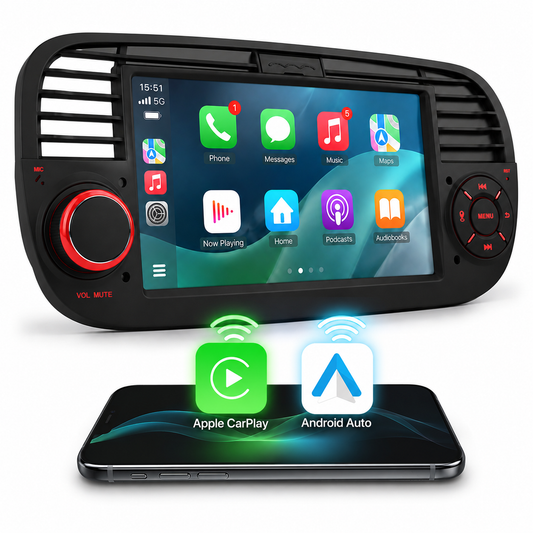 CTB-FT500AL | FIAT 500 - FIAT 500 ABARTH | NAVIGATORE RADIO SISTEMA LINUX APPLE CARPLAY ANDROID AUTO GPS USB BLUETOOTH TOUCH SCREEN