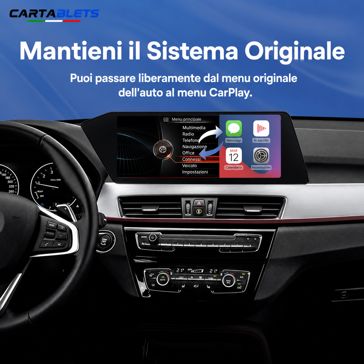 CTB-F4839HB | BMW X1 - X2 | F48 - F39 | MONITOR 12.3 ZOLL | TOUCHSCREEN APPLE CARPLAY ANDROID AUTO | GPS WIFI 4G