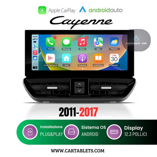 CTB-PR315LP | PORSCHE CAYENNE 2011-2017 MONITOR 12.3 POLLICI | APPLE CARPLAY ANDROID AUTO | GPS NAVIGATORE WIFI 4G | CAR TABLET