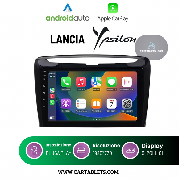 CTB-HV563T | LANCIA Y 2012-2020| AUTORADIO CAR TABLET 9 POLLICI | ANDROID AUTO APPLE CARPLAY | GPS USB WIFI