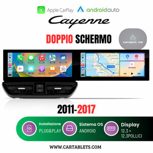 CTB-PR670P | PORSCHE CAYENNE 2011-2017 MONITOR DUAL SCREEN 12.3+12.3 POLLICI | APPLE CARPLAY ANDROID AUTO | GPS NAVIGATORE WIFI 4G | CAR TABLET