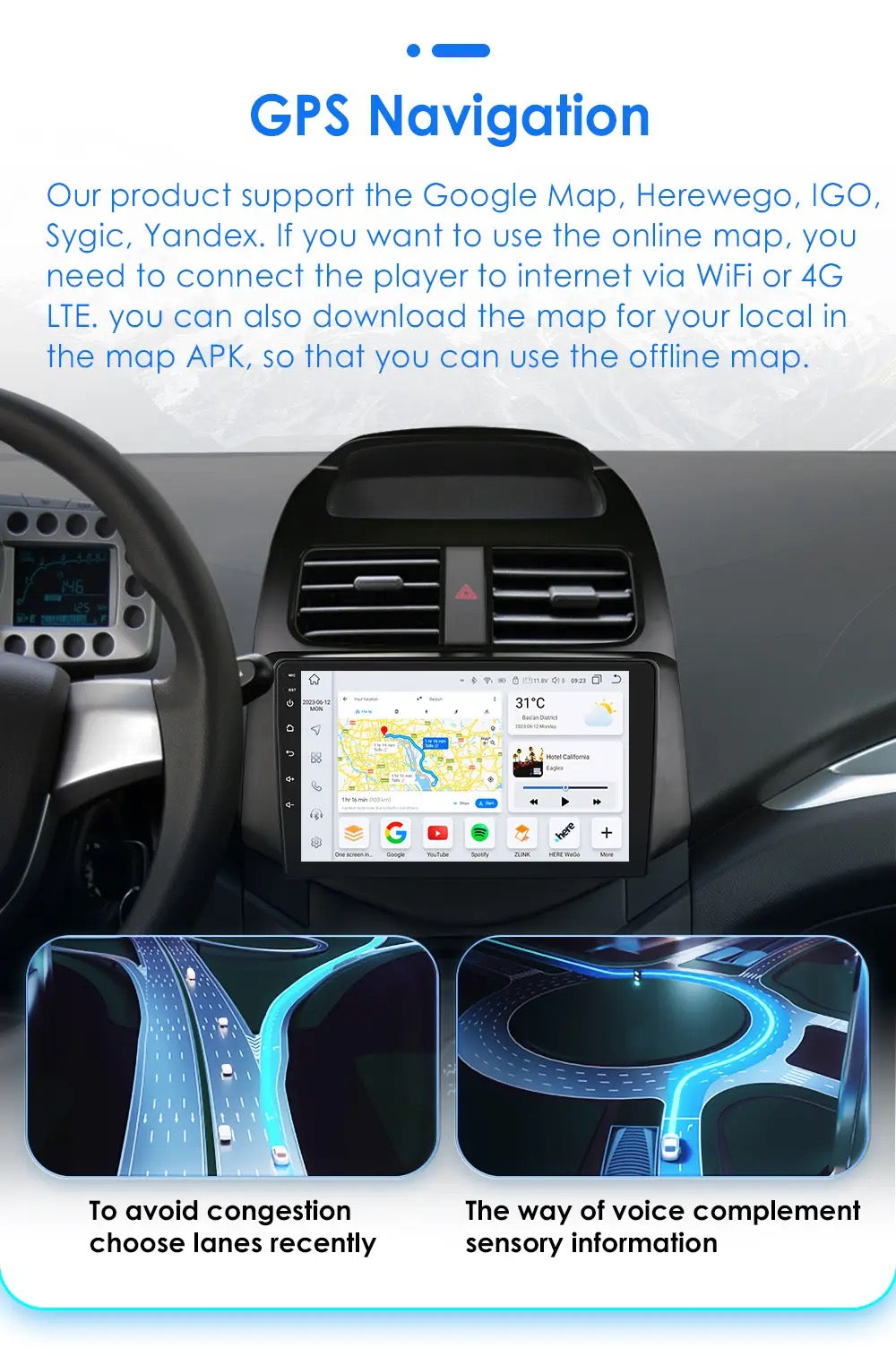 RoverOne Autoradio GPS Bluetooth CarPlay pour Chevrolet Spark 2010 2011 2012 2013 2014 Android Stéréo Navigation WiFi Écran Tactile - Auto RoverOne Autoradio GPS Bluetooth CarPlay pour Chevrolet Spark 2010 2011 2012 2013 2014 Android Stéréo Navigation WiFi Écran Tactile - Auto