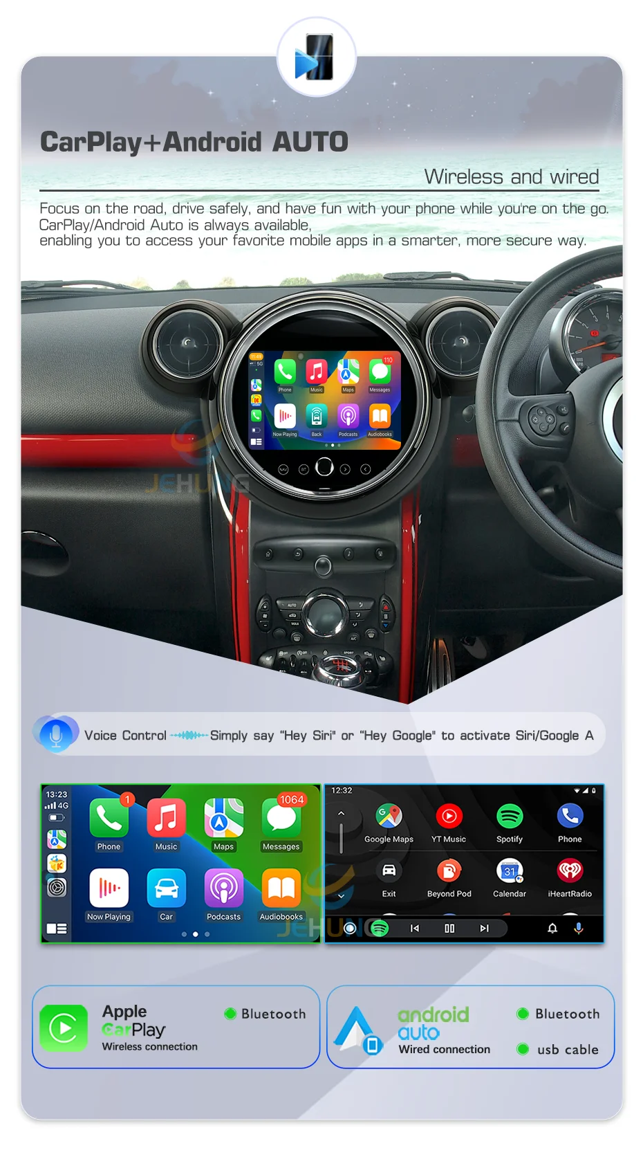 CTB-FB859H | MINI PACEMAN R61 | NAVI 9 ZOLL OCTACORE RADIO GPS APPLE CARPLAY ANDROID AUTO TOUCHSCREEN