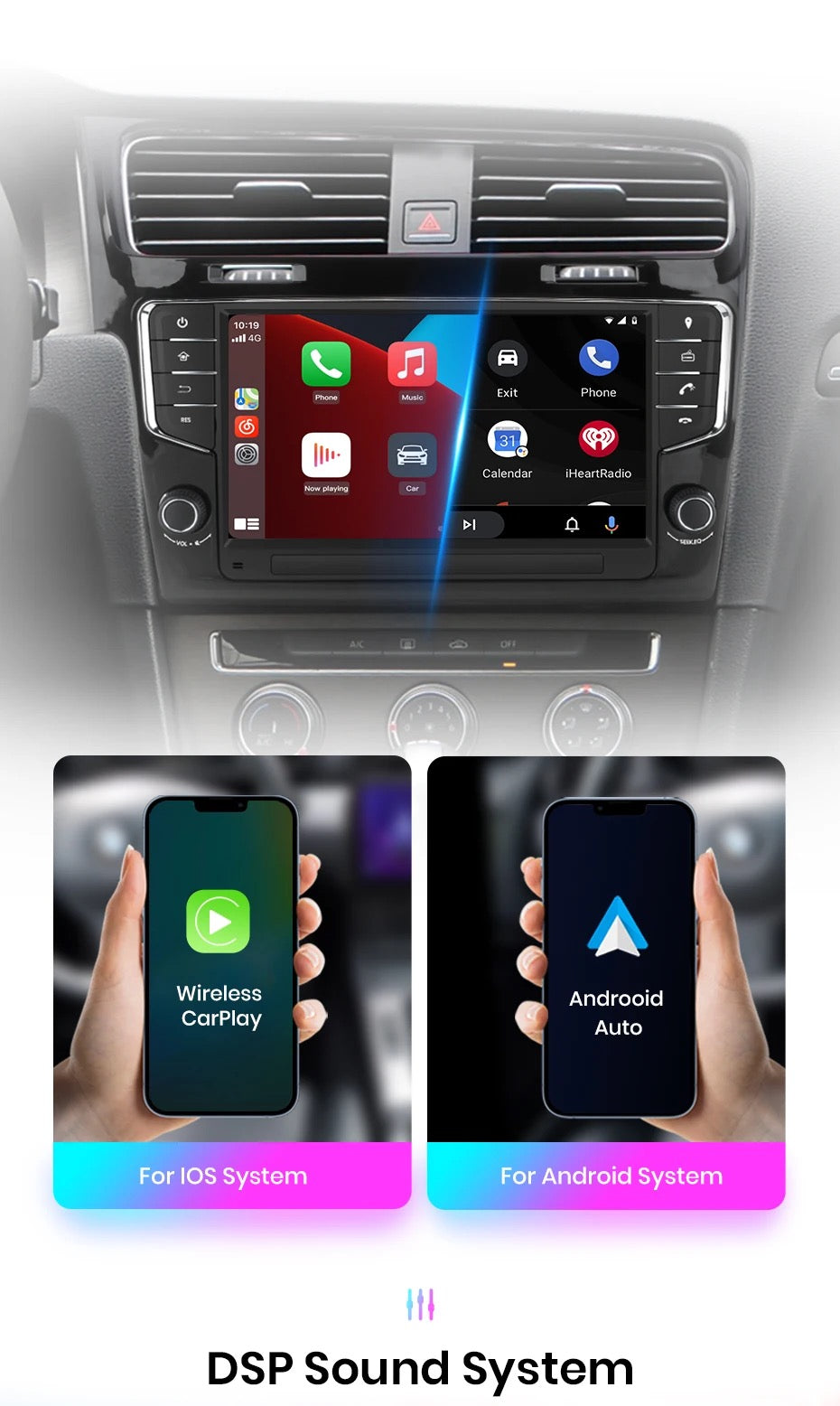 CTB-GF327H | VOLSWAGEN GOLF 7 2013-2020 | MONITOR 9 POLLICI APPLE CARPLAY ANDROID AUTO | GPS USB DVR BLUETOOTH 4G