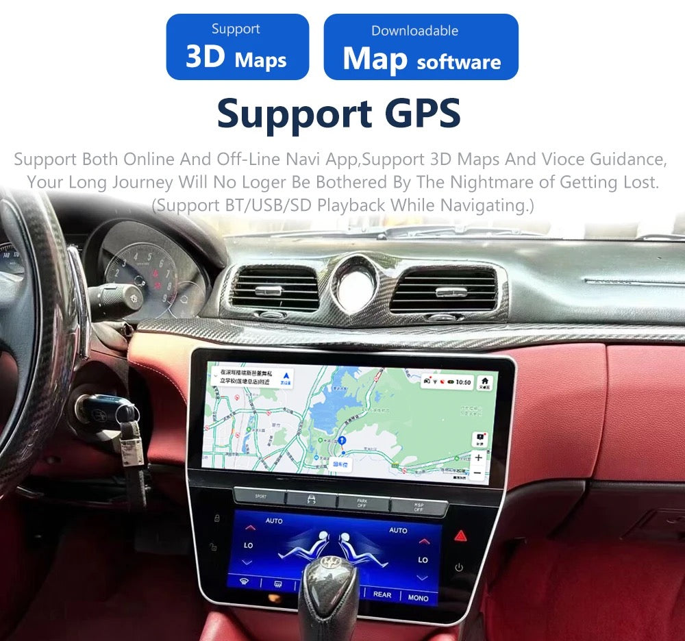 CTB-GT431R | MASERATI GT GRANTURISMO - GTC 2007 - 2016 MONITOR 12.3 POLLICI | APPLE CARPLAY ANDROID AUTO | GPS NAVIGATORE WIFI 4G | CAR TABLET