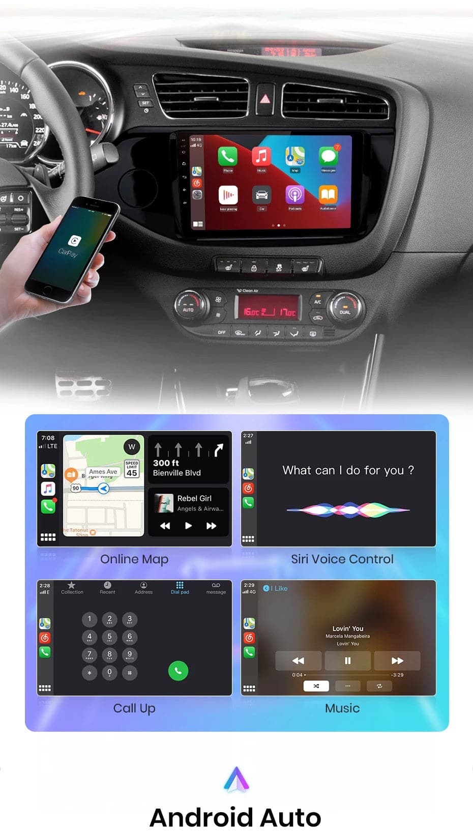 CTB-HG346T | KIA CEED 2012-2018 | NAVIGATIONSGERÄT CARTABLET APPLE CARPLAY ANDROID AUTO | GPS 4G WIFI USB BLUETOOTH