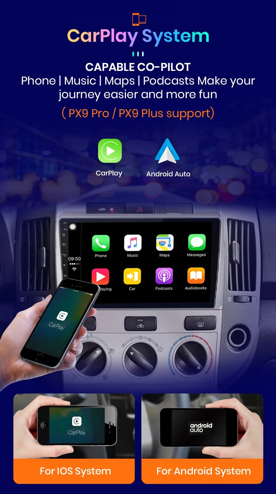 CTB-RT982KP | TOYOTA COROLLA VERSO 2005-2009 | APPLE CARPLAY ANDROID AUTO | NAVIGATORE USB BLUETOOTH GPS | WIFI 4G CARTABLET