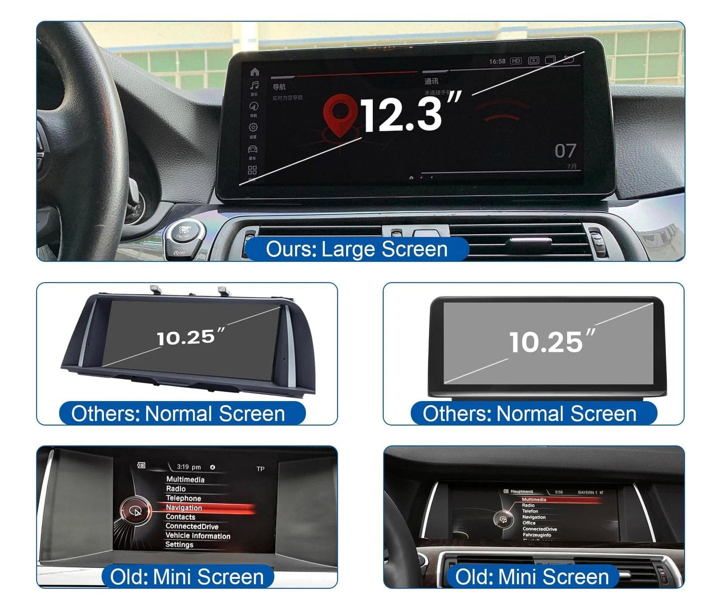 CTB-FR820L | BMW 5er F10-F11 | 12.3 ZOLL BILDSCHIRM | APPLE CARPLAY ANDROID AUTO | AUTO TABLET TOUCHSCREEN GPS USB 4G