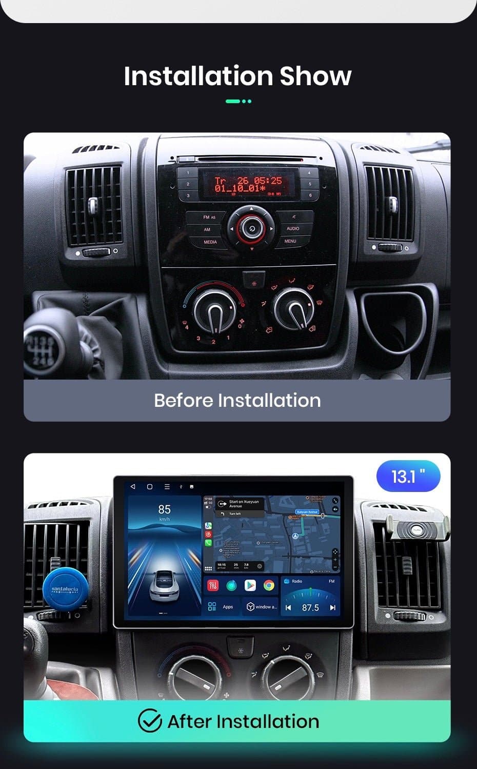CTB-FT246X7 | FIAT DUCATO CITROEN JUMPER PEUGEOT BOXER 2007-2015 | NAVIGATORE RADIO OCTACORE APPLE CARPLAY ANDROID AUTO GPS USB BLUETOOTH TOUCH SCREEN | WIFI