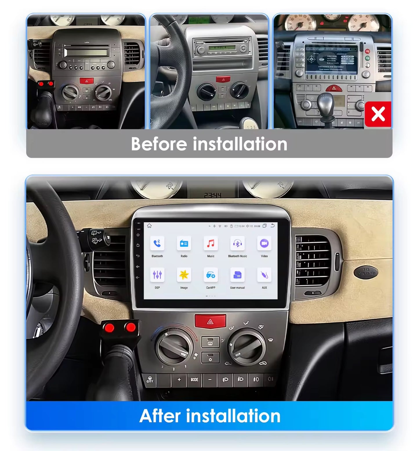 CTB-HJ892GH | LANCIA Y 2006-2011| AUTORADIO CAR TABLET 9 POLLICI | ANDROID AUTO APPLE CARPLAY | GPS USB WIFI