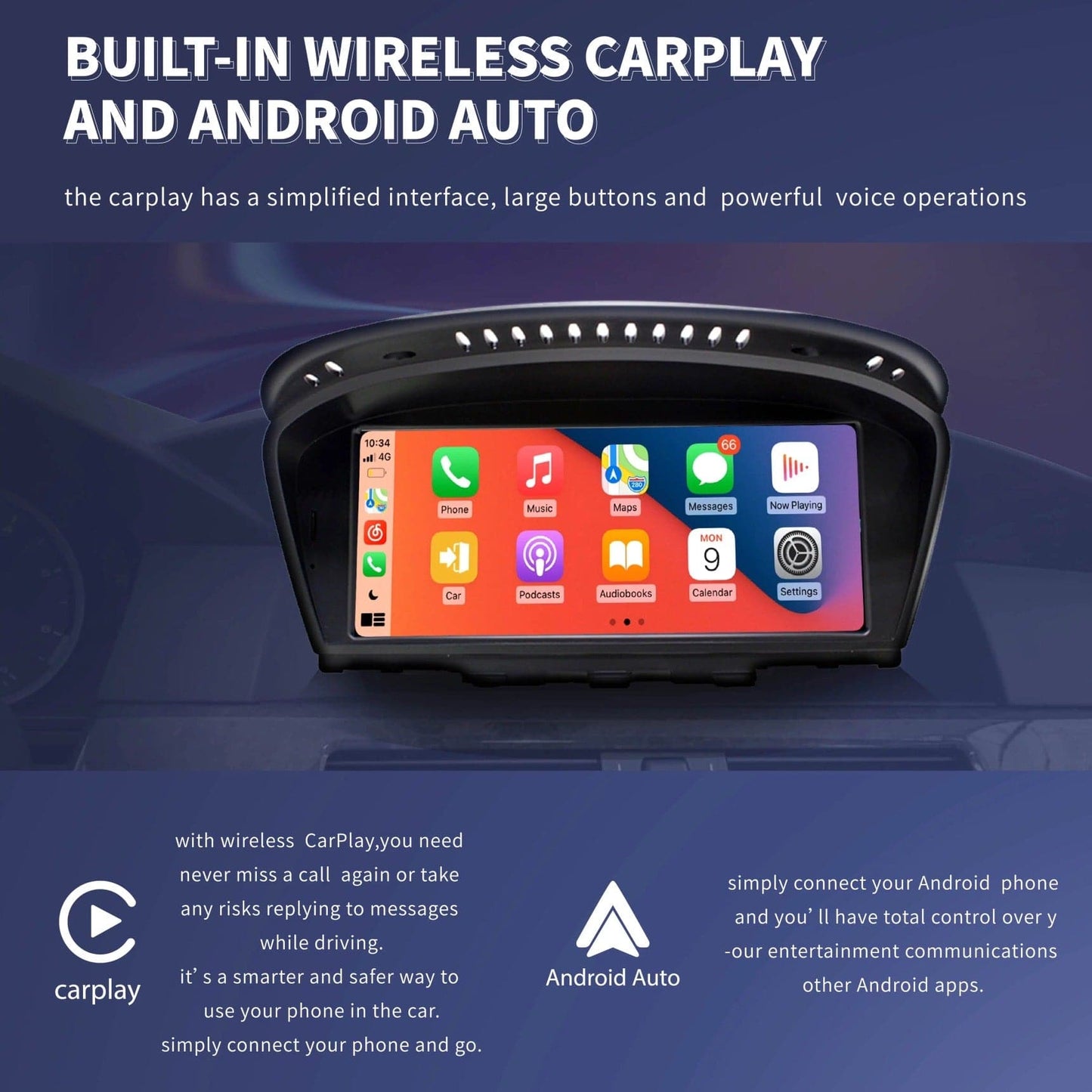 CTB-FR68GN | BMW SERIE 5 E60-E61 - SERIE 3 E90-E91 - E92 - E93 | CARTABLET 8"8 POLLICI | ANDROID AUTO APPLE CARPLAY | GPS DAB DVR USB BLUETOOTH WIFI 4G |