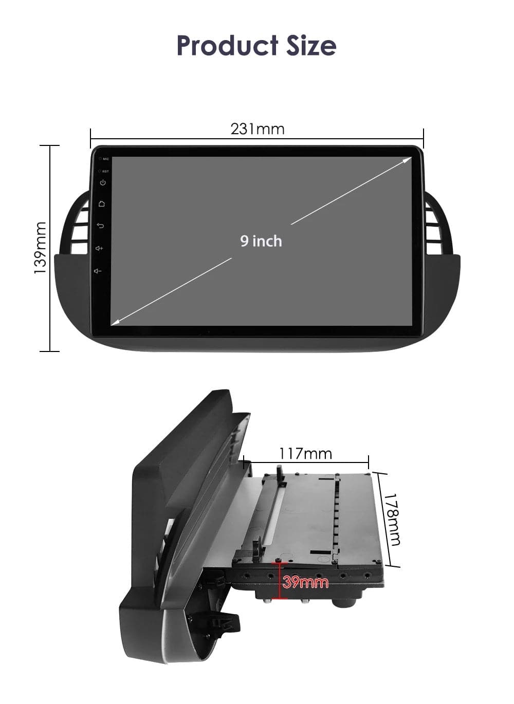 CTB-FT500J | FIAT 500 - FIAT 500 ABARTH | MONITOR 9 POLLICI NAVIGATORE RADIO OCTACORE APPLE CARPLAY ANDROID AUTO GPS USB BLUETOOTH TOUCH SCREEN