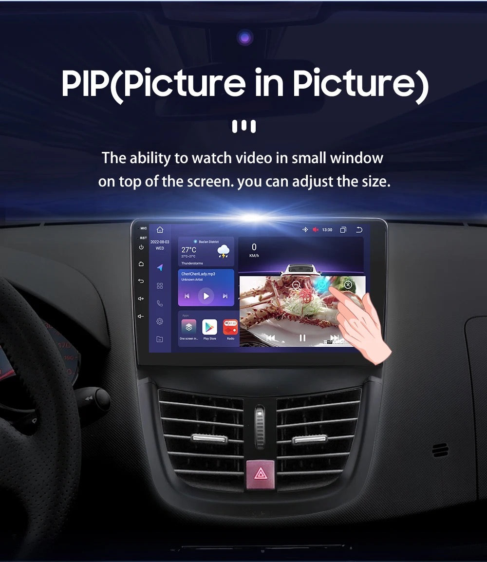 CTB-FV738Y | PEUGEOT 207 | AUTORADIO APPLE CARPLAY-ANDROID AUTO 9 ZOLL | CARTABLET 9 ZOLL TOUCHSCREEN | GPS USB DVR DAB+ |