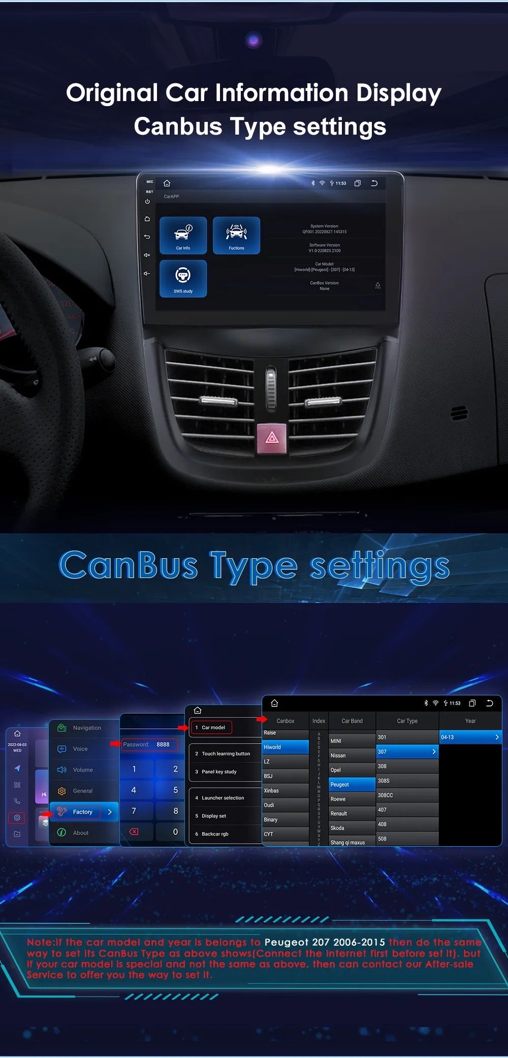 CTB-FV738Y | PEUGEOT 207 | AUTORADIO APPLE CARPLAY-ANDROID AUTO 9 ZOLL | CARTABLET 9 ZOLL TOUCHSCREEN | GPS USB DVR DAB+ |