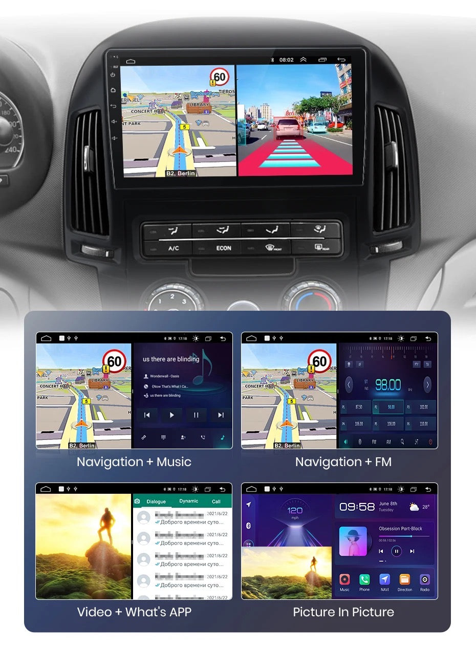 CTB-FB750K | HYUNDAI i30 2006-2012 | APPLE CARPLAY-ANDROID AUTO | CARTABLET 9 POLLICI TOUCH SCREEN | GPS USB DVR DAB+ |