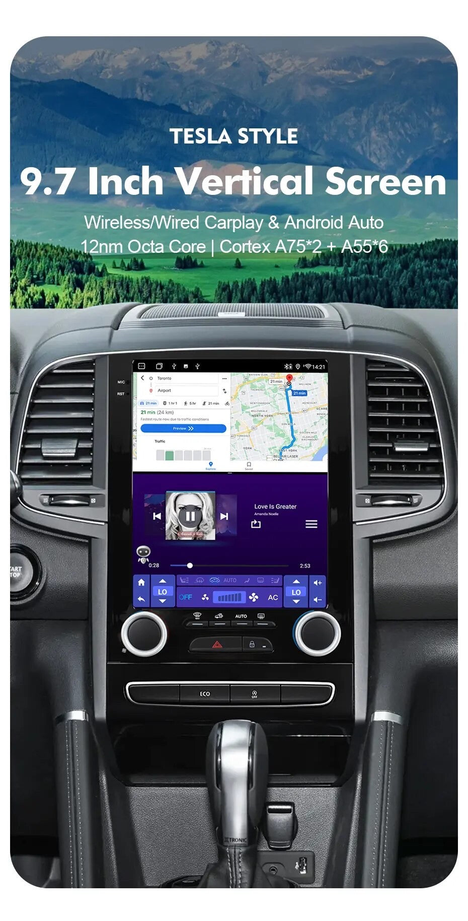 CTB- JM472C | RENAULT MEGANE 4 - KOLEOS 2 | 2014-2021 MONITOR 9"7 POLLICI | APPLE CARPLAY ANDROID AUTO | WiFi BLUETOOTH GPS USB NAVIGATORE