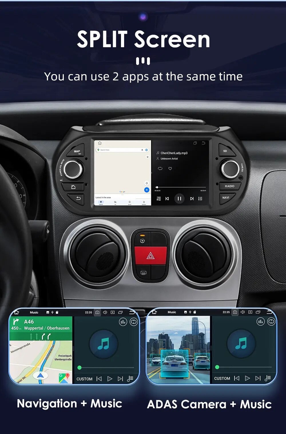 CTB-MF548Y | FIAT QUBO PEUGEOT BIPPER CITROEN NEMO 2008-2017 | CARTABLET 7 POLLICI ANDROID APPLE CARPLAY | NAVIGATORE USB WIFI 4G