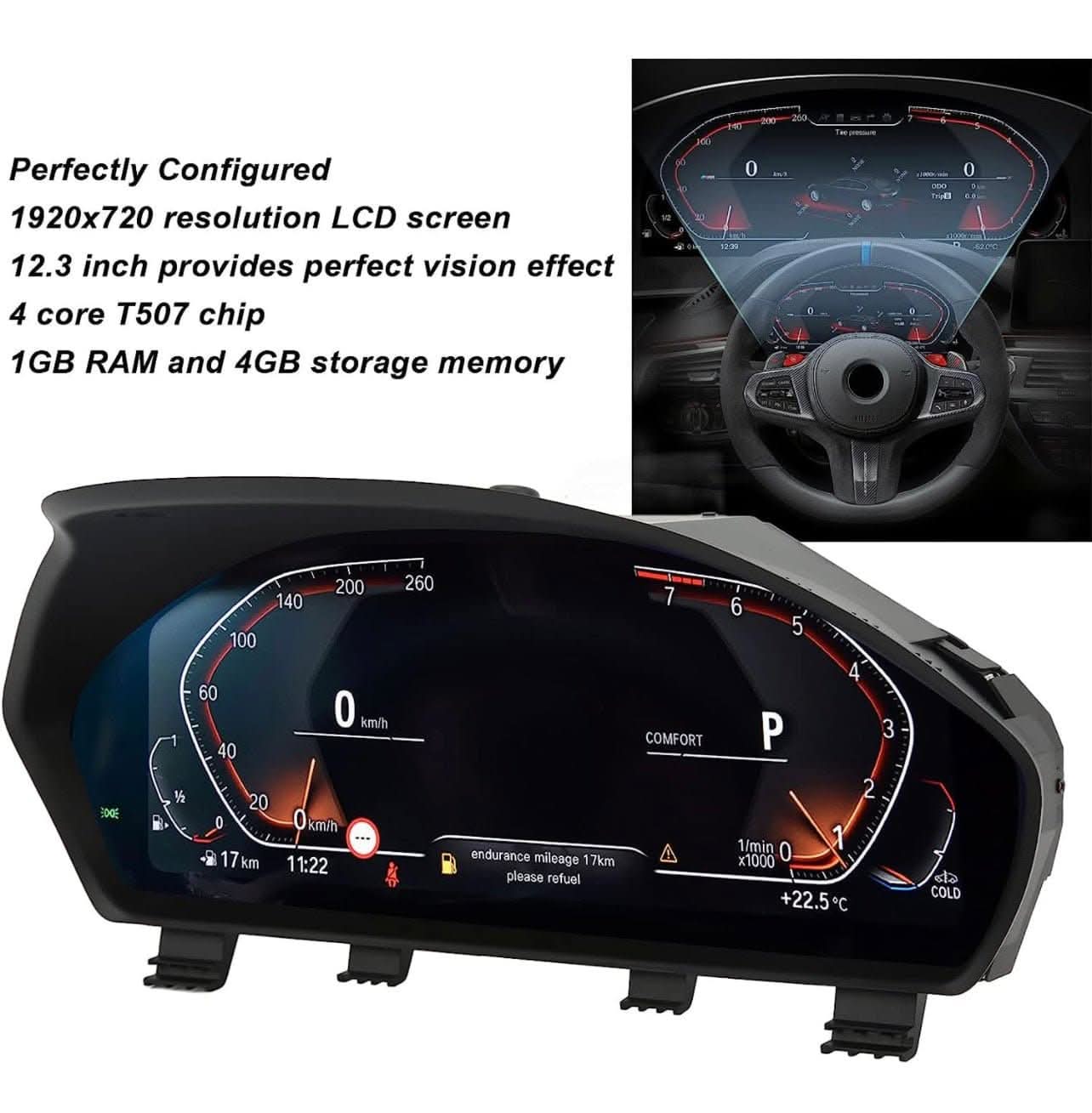 BMW SERIE X5 - X6 E70 E71 | TACHIMETRO DIGITALE 12.3 POLLICI | LCD QUADRO STRUMENTI VIRTUALE | PANNELLO CRUSCOTTO SISTEMA LINUX