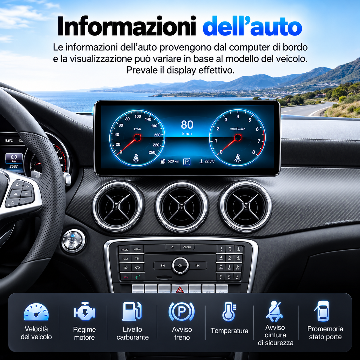 CTB-FC4788P | MERCEDES CLASSE C W205 - GLC X253 CLASSE V - X 2014-2020 MONITOR LINUX | APPLE CARPLAY ANDROID AUTO WIRELESS | MIRRORLINK YOUTUBE | CAR TABLET