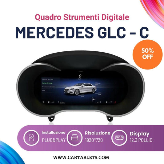 MERCEDES GLC - C| TACHIMETRO DIGITALE 12.3 POLLICI | LCD QUADRO STRUMENTI VIRTUALE | PANNELLO CRUSCOTTO SISTEMA LINUX