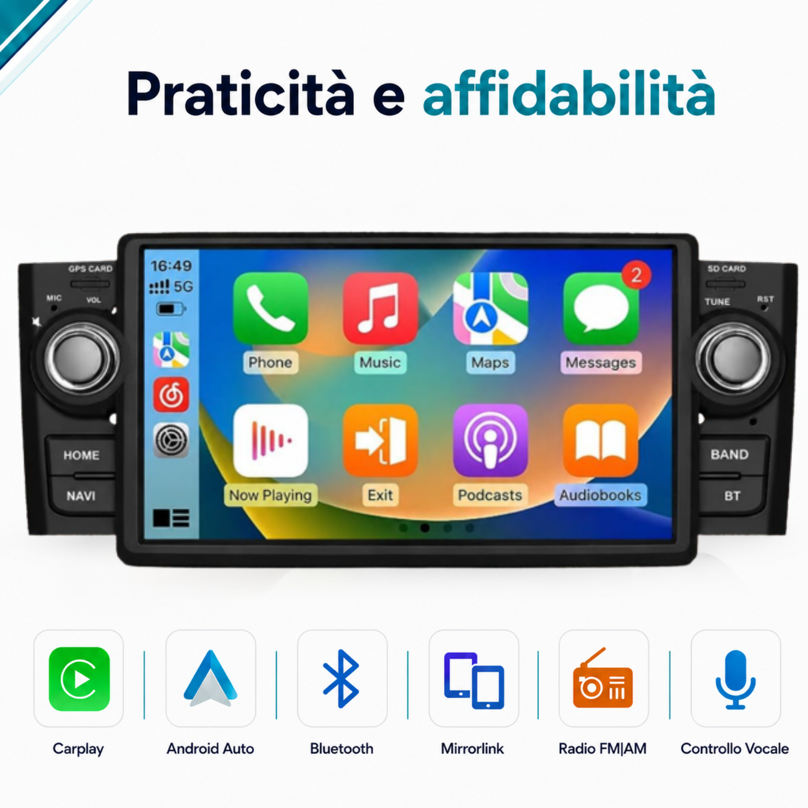 CTB-PTO236 | FIAT GRANDE PUNTO 2006-2010 | NAVIGATORE RADIO SISTEMA LINUX APPLE CARPLAY ANDROID AUTO GPS USB BLUETOOTH TOUCH SCREEN