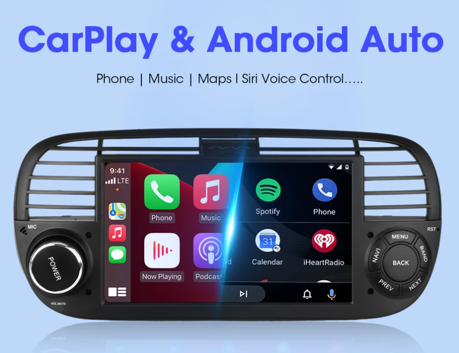 CTB-FT500A | FIAT 500 - FIAT 500 ABARTH | NAVIGATIONSSYSTEM RADIO OCTACORE APPLE CARPLAY ANDROID AUTO GPS USB BLUETOOTH TOUCHSCREEN