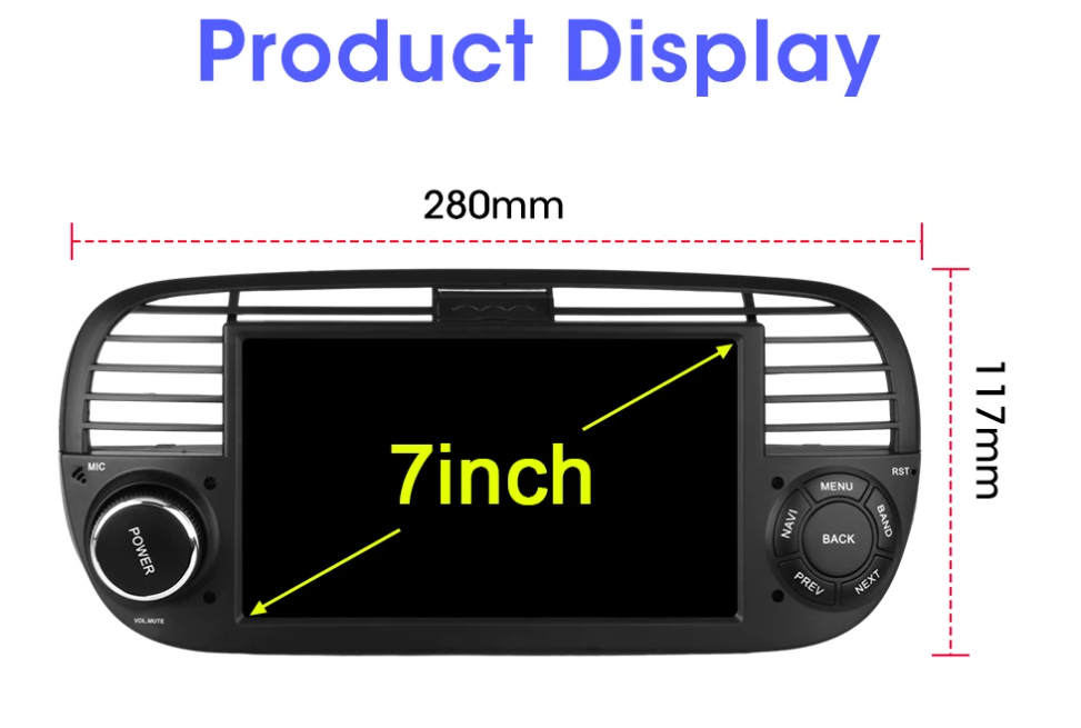 CTB-FT500A | FIAT 500 - FIAT 500 ABARTH | NAVIGATIONSSYSTEM RADIO OCTACORE APPLE CARPLAY ANDROID AUTO GPS USB BLUETOOTH TOUCHSCREEN