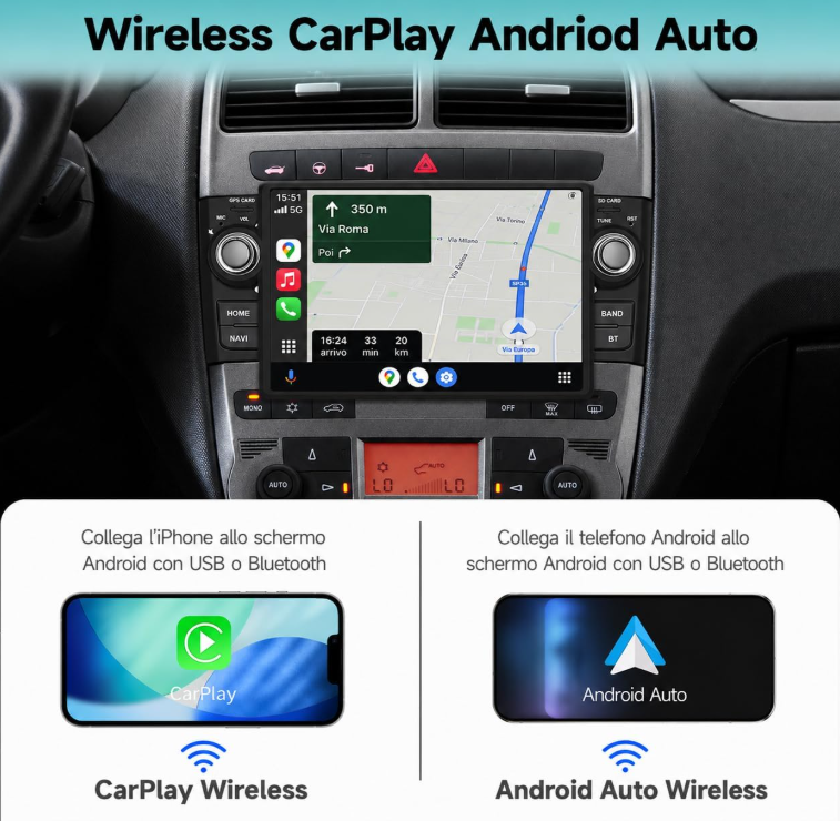 CTB-PTO236 | FIAT GRANDE PUNTO 2006-2010 | NAVIGATORE RADIO SISTEMA LINUX APPLE CARPLAY ANDROID AUTO GPS USB BLUETOOTH TOUCH SCREEN