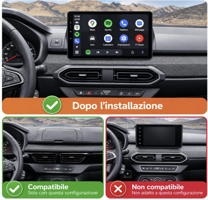 CTB-X4245FB | DACIA SANDERO 2019-2024 CARTABLET 9 POLLICI ANDROID AUTO APPLE CARPLAY | WIFI 4G NAVIGATORE BLUETOOTH GPS (Copia)