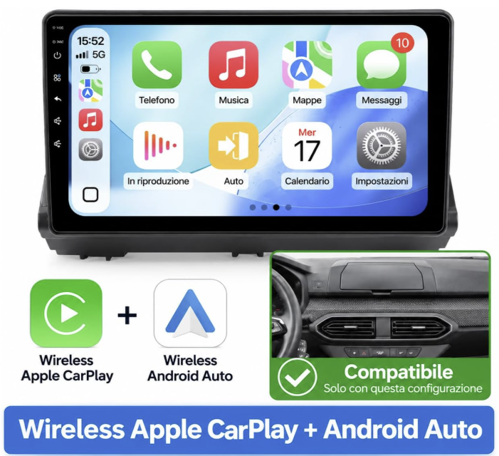 CTB-X4245FB | DACIA SANDERO 2019-2024 CARTABLET 9 POLLICI ANDROID AUTO APPLE CARPLAY | WIFI 4G NAVIGATORE BLUETOOTH GPS (Copia)