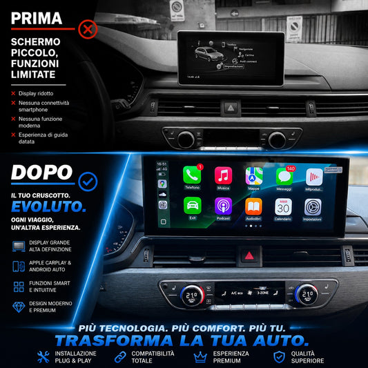 CTB-CRT56B | DISPLAY 12.3 AUDI A4 B9 2016-2020 | APPLE CARPLAY ANDROID AUTO SISTEMA LINUX | USB | MMI