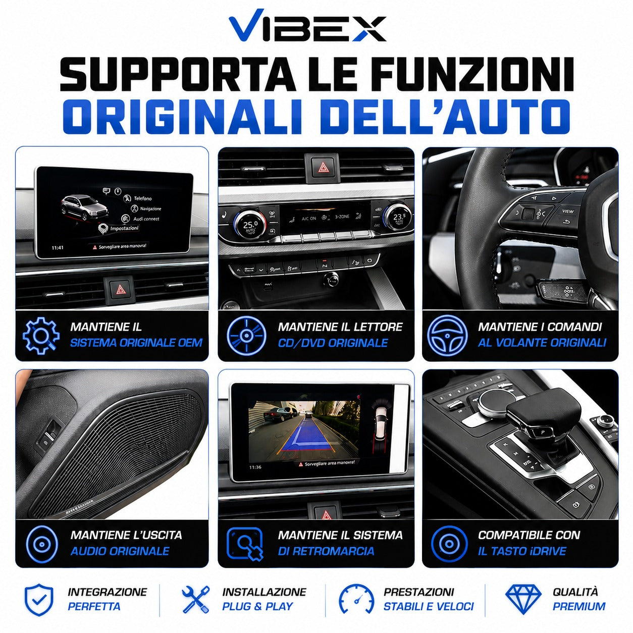 CTB-CRT56B | DISPLAY 12.3 AUDI A4 B9 2016-2020 | APPLE CARPLAY ANDROID AUTO SISTEMA LINUX | USB | MMI