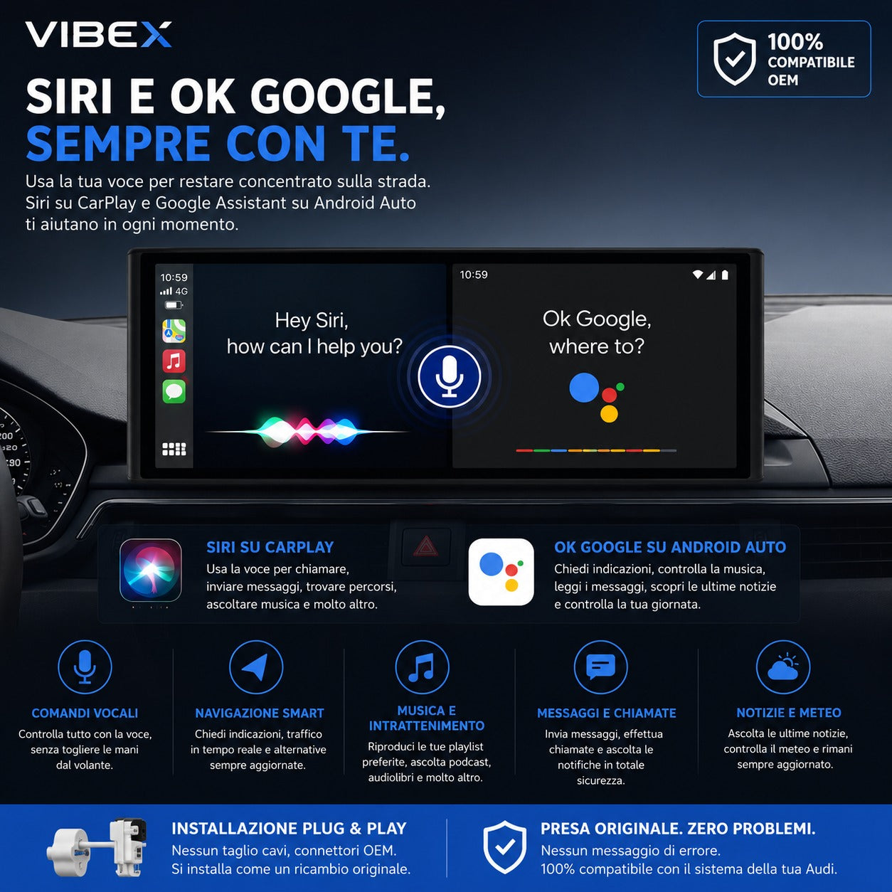 CTB-CRT56B | DISPLAY 12.3 AUDI A4 B9 2016-2020 | APPLE CARPLAY ANDROID AUTO SISTEMA LINUX | USB | MMI