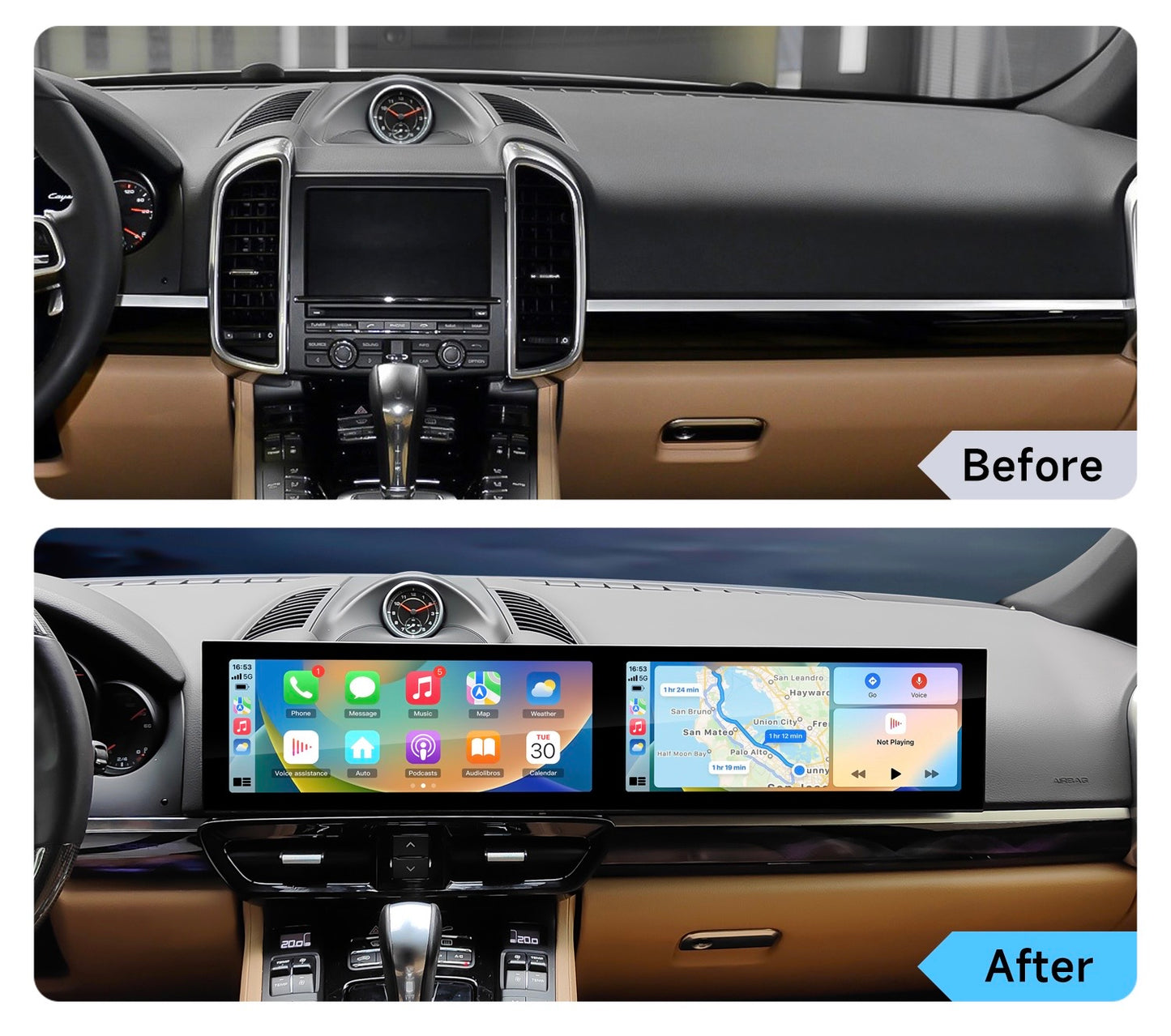 CTB-PR670P | PORSCHE CAYENNE 2011-2017 MONITOR DUAL SCREEN 12.3+12.3 POLLICI | APPLE CARPLAY ANDROID AUTO | GPS NAVIGATORE WIFI 4G | CAR TABLET