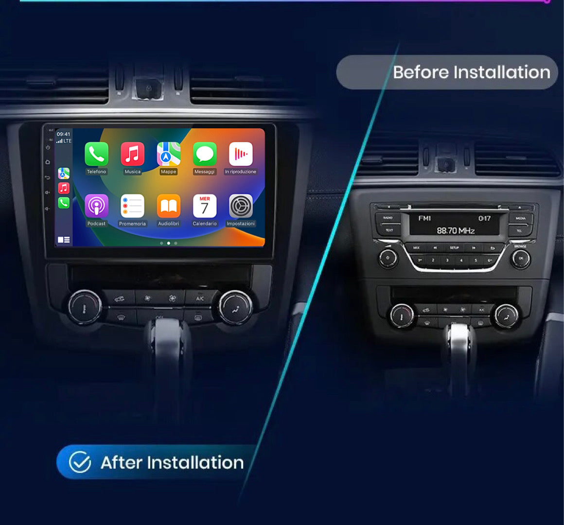 CTB- KS936Y | RENAULT KADJAR 2015-2019 MONITOR 9 ZOLL | APPLE CARPLAY ANDROID AUTO | WLAN BLUETOOTH GPS USB NAVIGATIONSSYSTEM